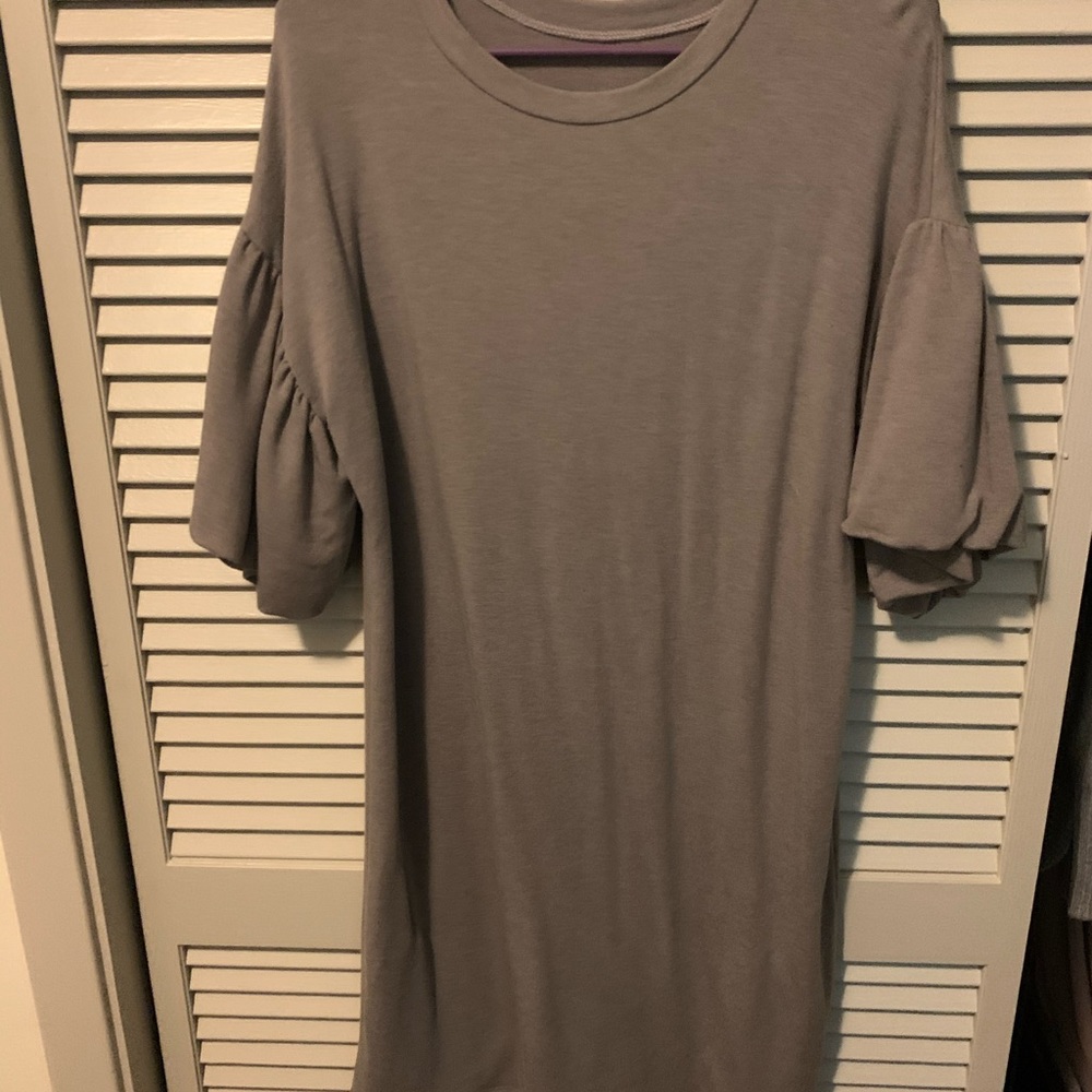 Bubble sleeve grey dress